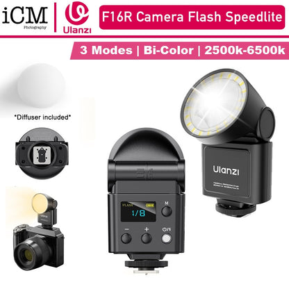 ULANZI F16R Camera Flash LED Speedlite 3-in-1 Flash & Assist & Continuous Light