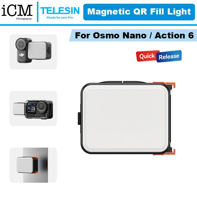 TELESIN DJI Osmo Nano Action 6 Magnetic Quick Release Fill Light LED