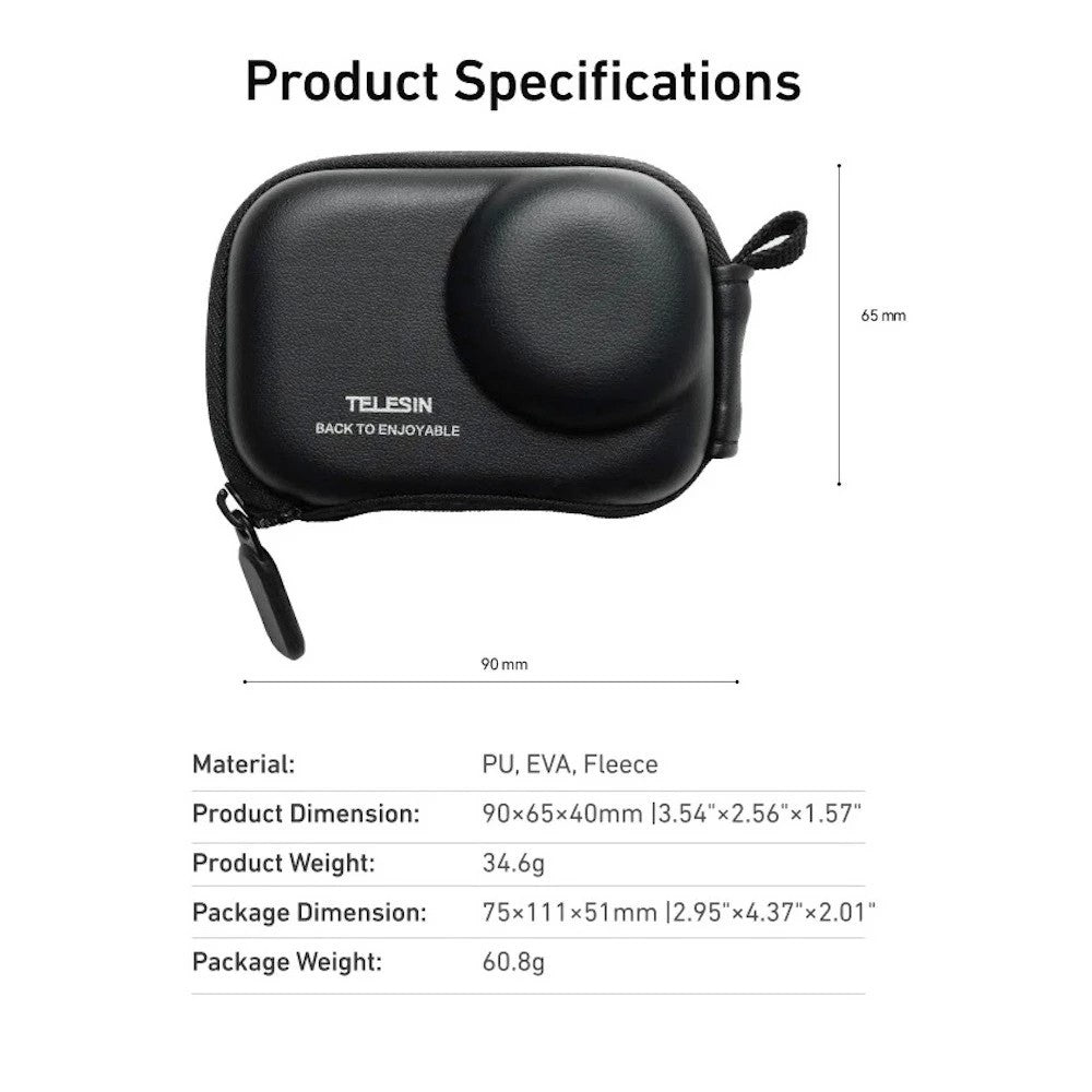 TELESIN Mini Hard Case for DJI Osmo Action 6 5pro 4 3 Camera EVA Protective Carrying Pouch Lightweight