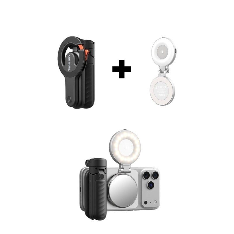 Telesin 4-in-1 Magnetic Selfie Stick with Carabiner