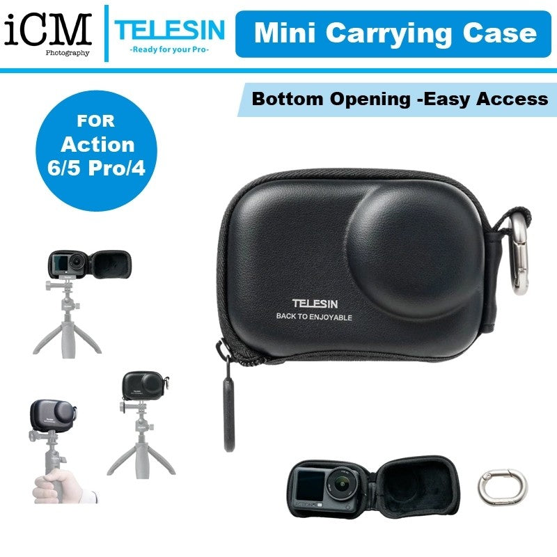 TELESIN Mini Hard Case for DJI Osmo Action 6 5pro 4 3 Camera EVA Protective Carrying Pouch Lightweight