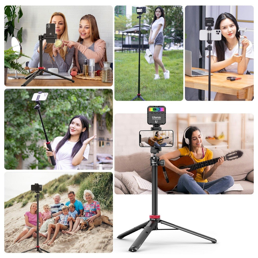 Ulanzi MT-44 Extendable Vlog Selfe Stick Tripod 2502B for Smartphone Camera
