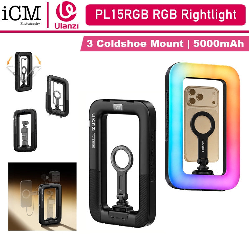 Ulanzi PL15RGB RGB Ring Light Handheld Fill Light Magnetic for DJI Pocket 3 Vlog