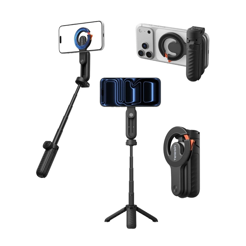 Telesin 4-in-1 Magnetic Selfie Stick with Carabiner