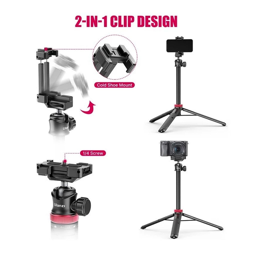 Ulanzi MT-44 Extendable Vlog Selfe Stick Tripod 2502B for Smartphone Camera