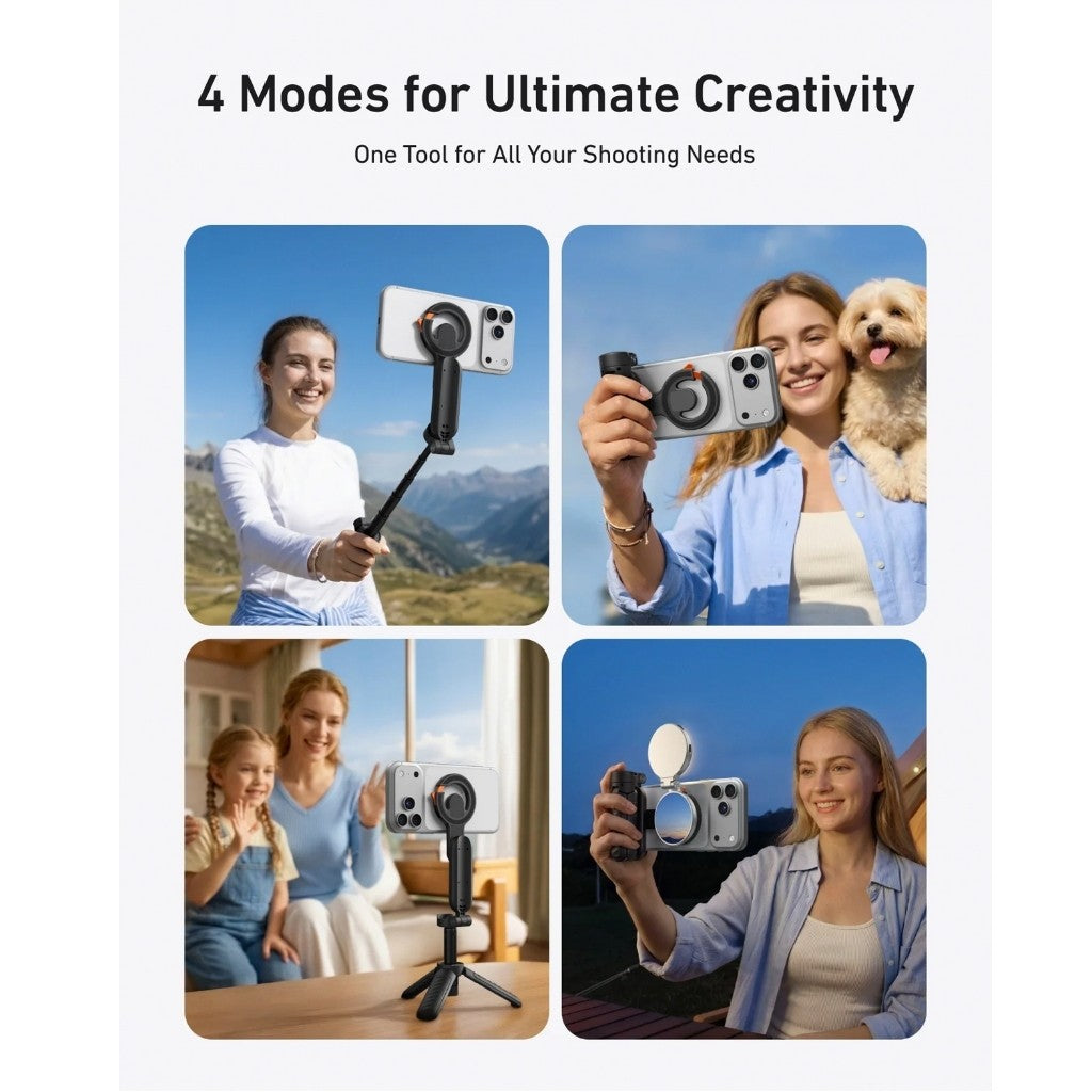 Telesin 4-in-1 Magnetic Selfie Stick with Carabiner