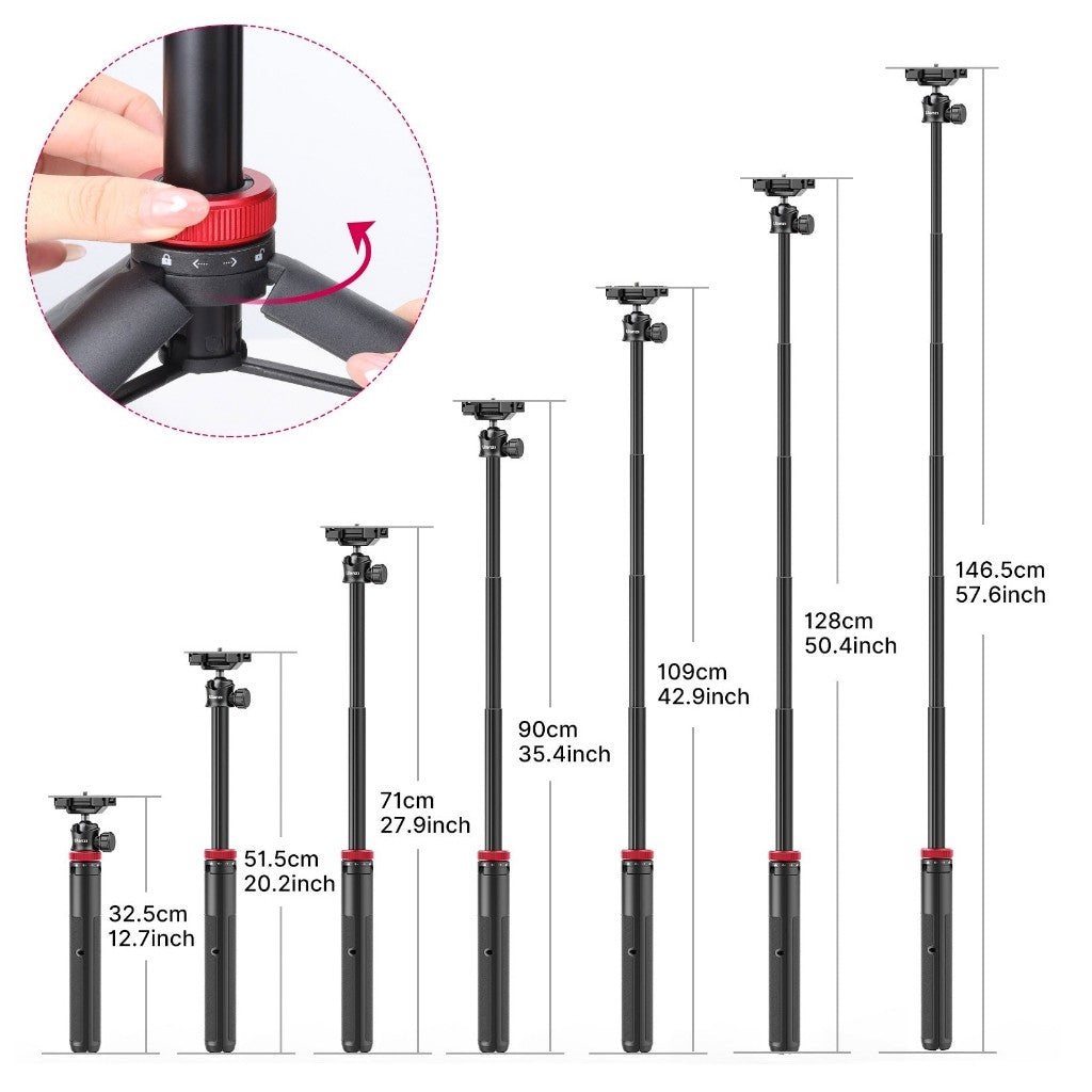 Ulanzi MT-44 Extendable Vlog Selfe Stick Tripod 2502B for Smartphone Camera