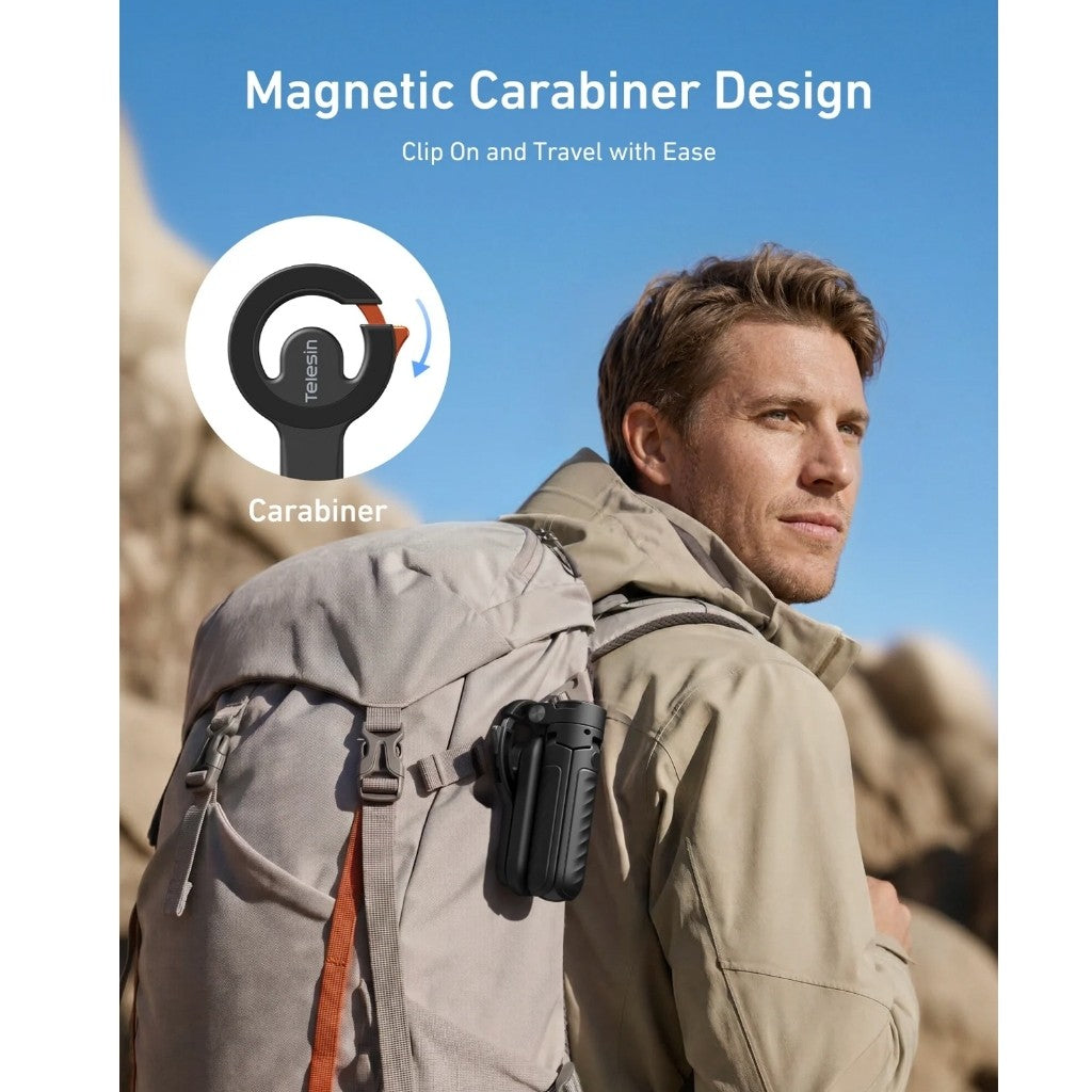 Telesin 4-in-1 Magnetic Selfie Stick with Carabiner