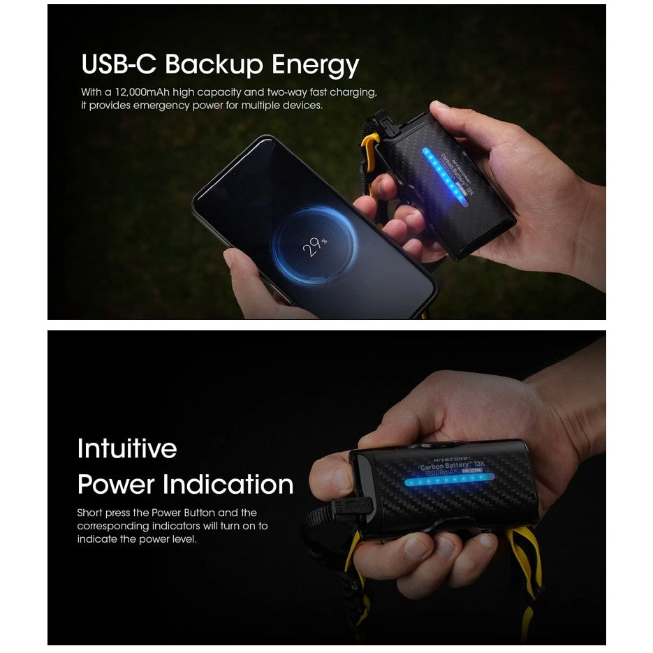 Nitcore Carbon Battery 12K Extended Headlamp Runtime Kit