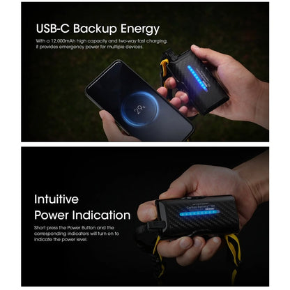Nitcore Carbon Battery 12K Extended Headlamp Runtime Kit