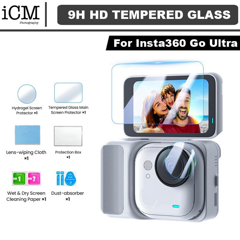 Insta360 GO Ultra 9H Tempered Glass Protective Film (Screen + Lens)